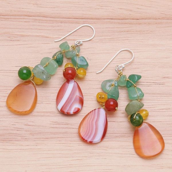Alternate image for Multi-gemstone Dangle Earrings on Sterling Silver Hooks Candy Mood