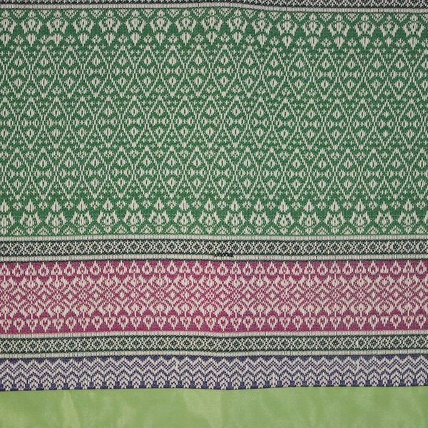 Alternate image for Hand Woven Yok Dok Cotton Table Runner in Green Pink Blue Lanna Beauty