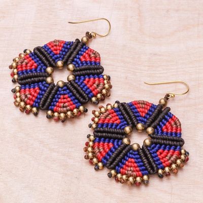 Alternate image for Round Colorful Hand-Knotted Dangle Earrings from Thailand Fantastic Delight