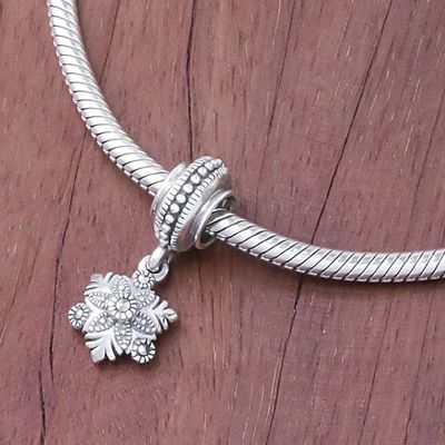 Alternate image for Floral Sterling Silver Bracelet Charm from Thailand Glamorous Flower