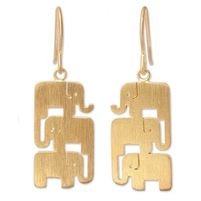 Alternate image for Gold Vermeil Dangle Earrings Elephant Stack