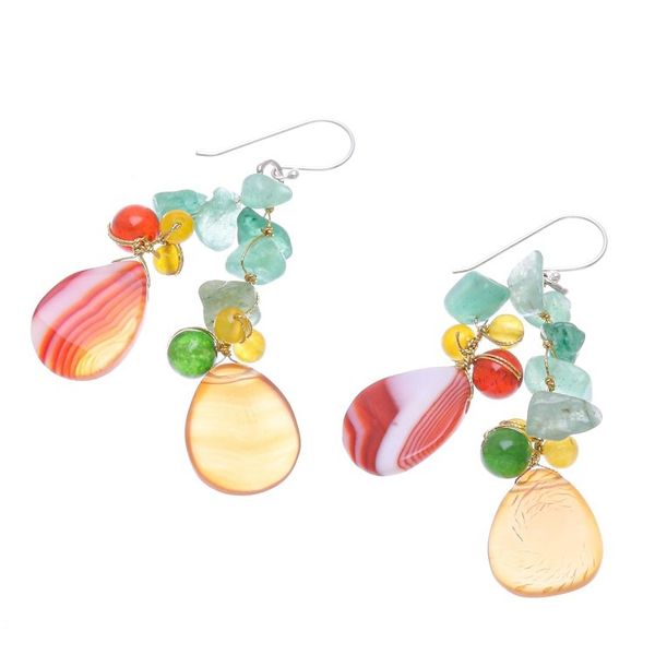 Alternate image for Multi-gemstone Dangle Earrings on Sterling Silver Hooks Candy Mood
