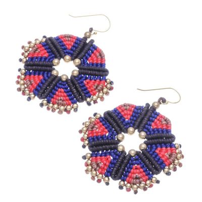 Alternate image for Round Colorful Hand-Knotted Dangle Earrings from Thailand Fantastic Delight