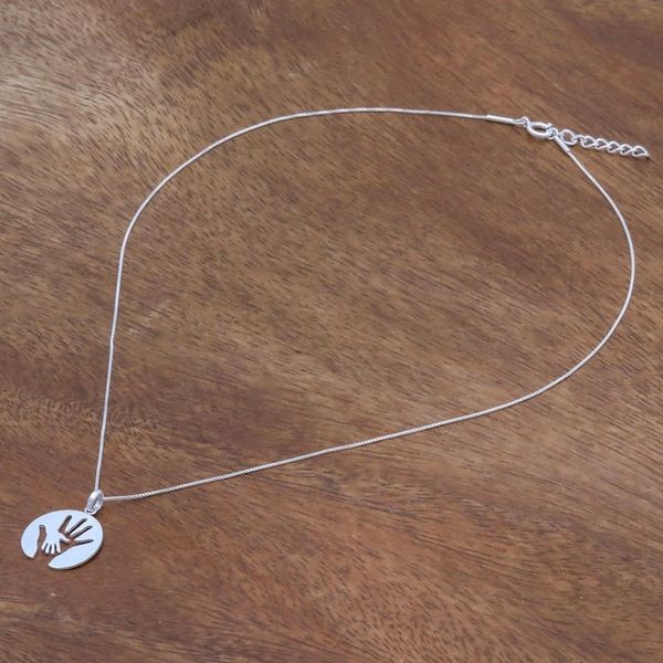 Alternate image for Hand Motif Inspirational Sterling Silver Pendant Necklace Generations