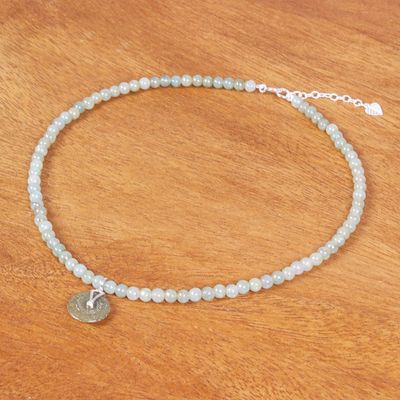 Alternate image for Natural Jade Beaded Pendant Necklace from Thailand Jade Charm