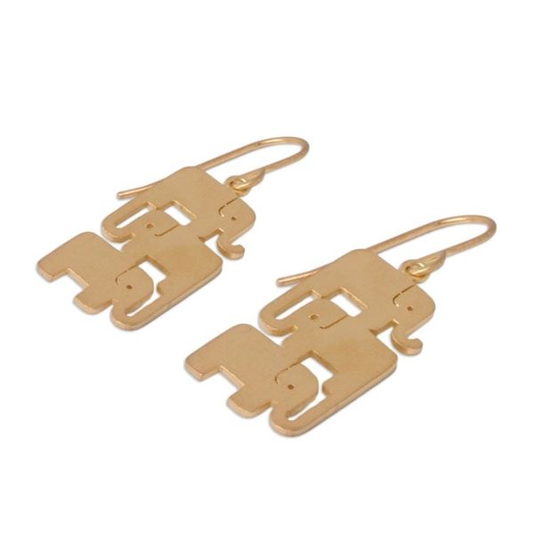 Alternate image for Gold Vermeil Dangle Earrings Elephant Stack
