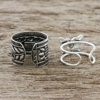 Alternate image for Butterfly and Floral Motif Sterling Silver Ear Cuffs Natures Garden