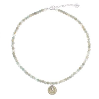 Alternate image for Natural Jade Beaded Pendant Necklace from Thailand Jade Charm