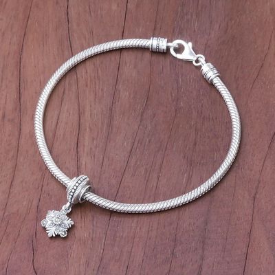 Alternate image for Floral Sterling Silver Bracelet Charm from Thailand Glamorous Flower