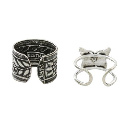 Alternate image for Butterfly and Floral Motif Sterling Silver Ear Cuffs Natures Garden
