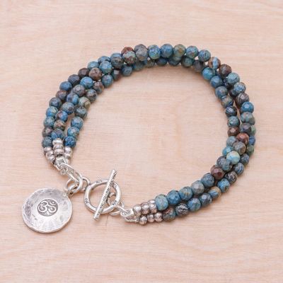 Alternate image for Om Symbol Beaded Bracelet with Blue and Brown Jasper Tiny Globes