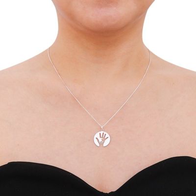 Alternate image for Hand Motif Inspirational Sterling Silver Pendant Necklace Generations