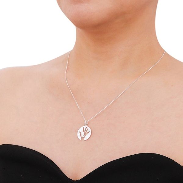 Alternate image for Hand Motif Inspirational Sterling Silver Pendant Necklace Generations