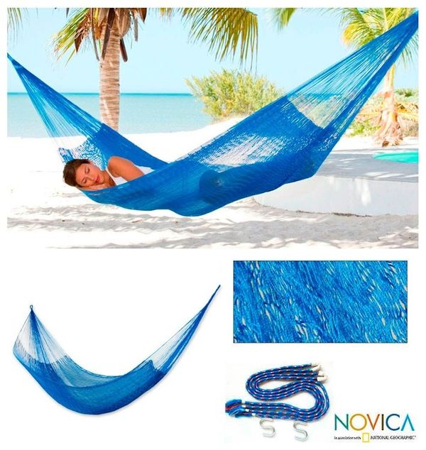 Alternate image for Blue Rope Hammock Single Glowing Sapphire