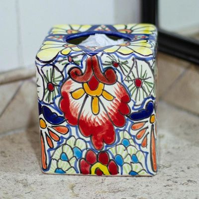 Alternate image for Talavera-Style Ceramic Tissue Box Cover Talavera Flowers