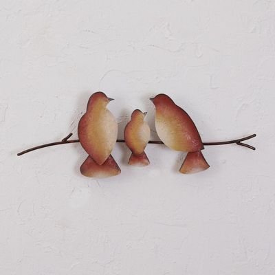 Alternate image for Steel Wall Sculpture of Three Brown Birds from Mexico My Pretty Family