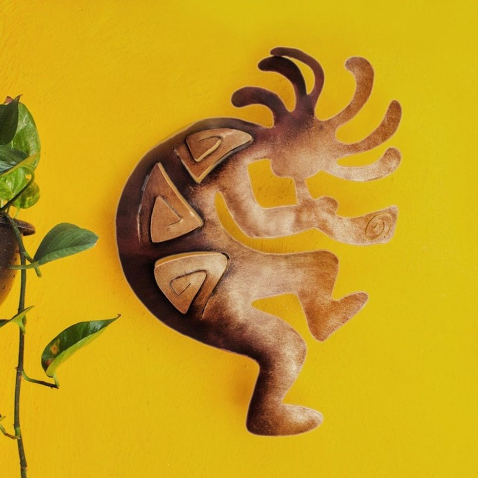 Cultural Steel Wall Art Musician Medium 'Kokopelli Peace'