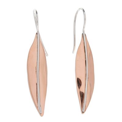 Alternate image for Leafy Sterling Silver Drop Earrings with Copper Plating Foliage Majesty