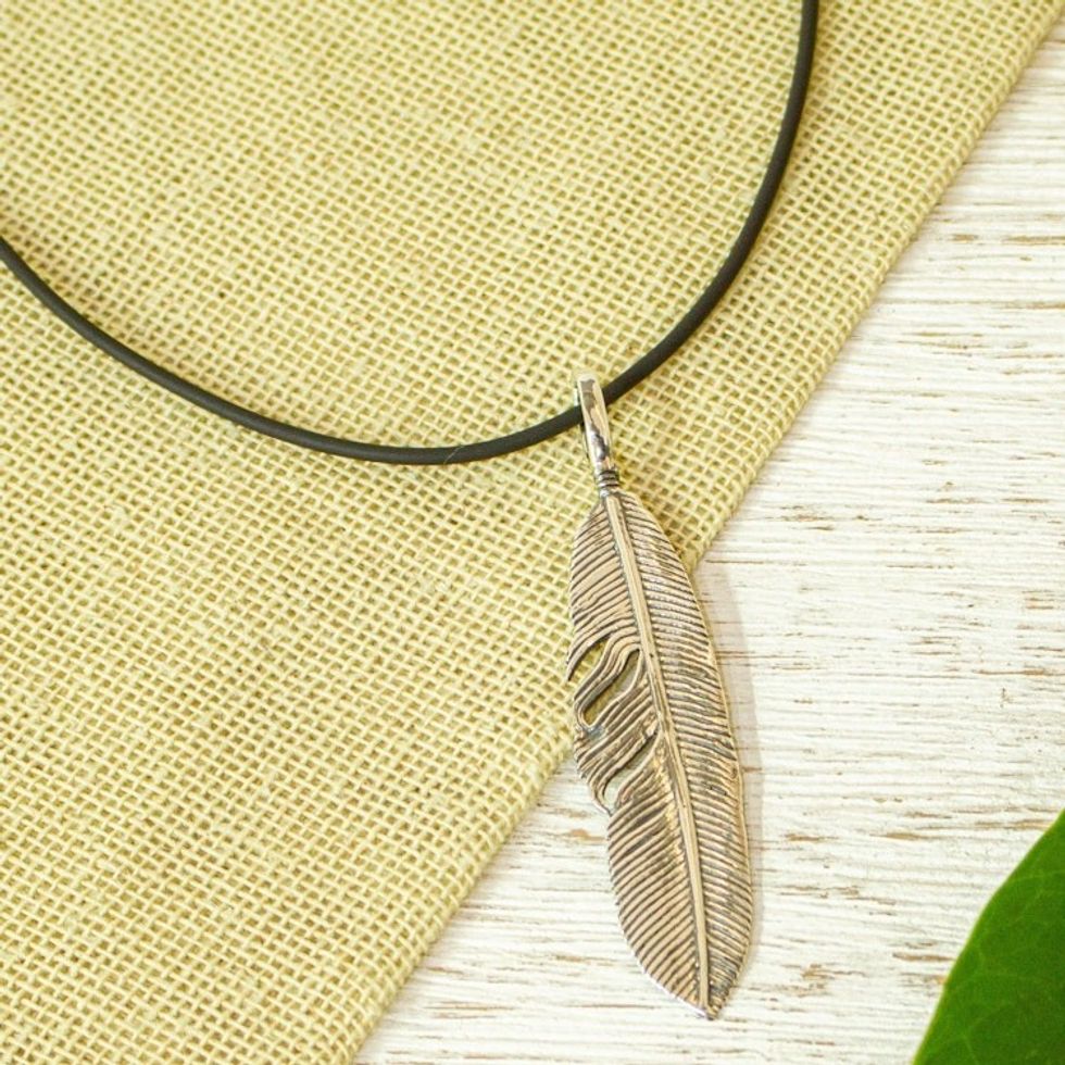 Taxco Silver Men's Pendant Necklace from Mexico 'Fly in the Wind'