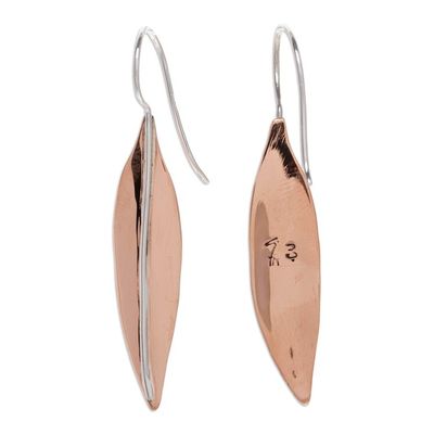 Alternate image for Leafy Sterling Silver Drop Earrings with Copper Plating Foliage Majesty