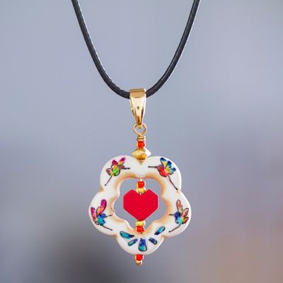 Alternate image for 14k Gold-Accented Pendant Necklace with Howlite Flower Harmonious Gathering