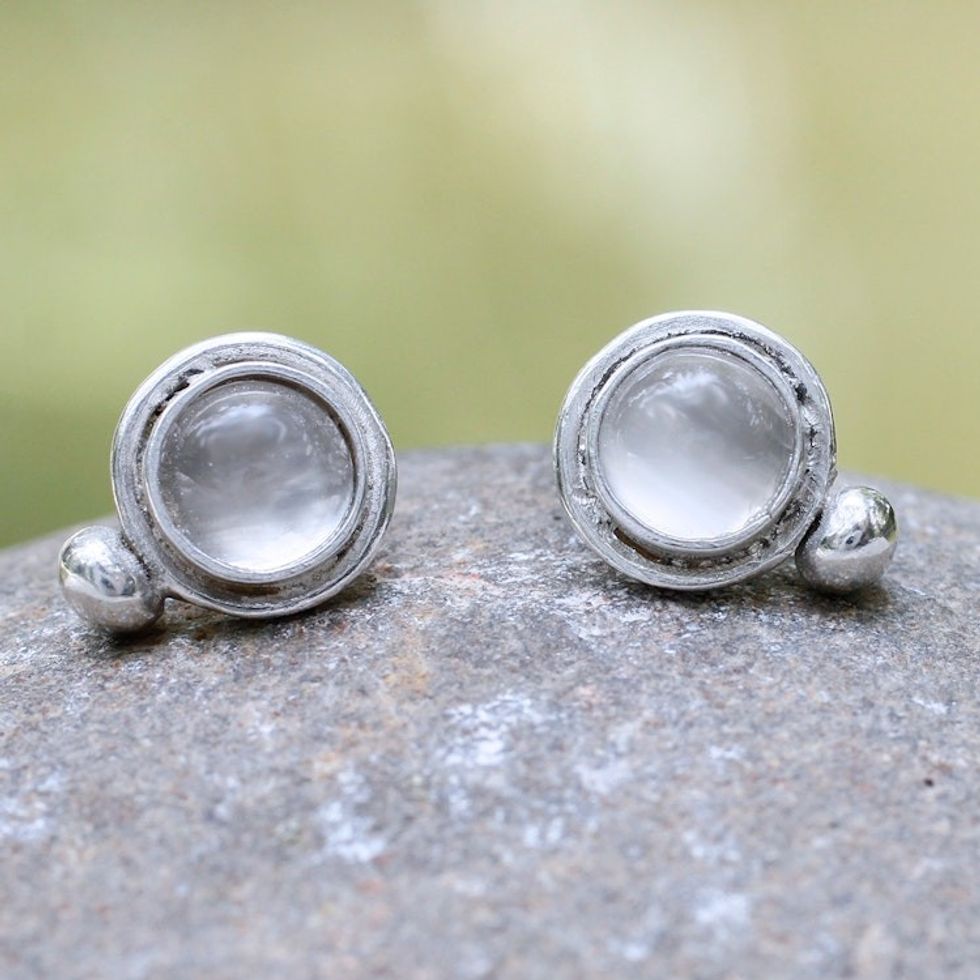 Moonstone Button Earrings 'Bella Luna'