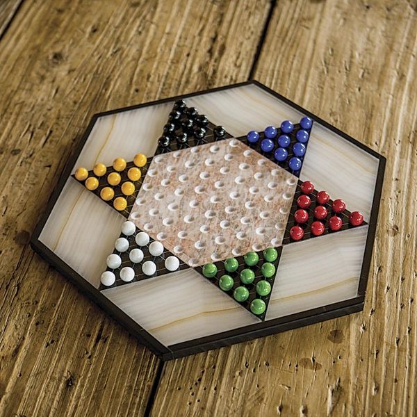 Alternate image for Hand Crafted Marble Chinese Checker Game Set Colorful Contrast