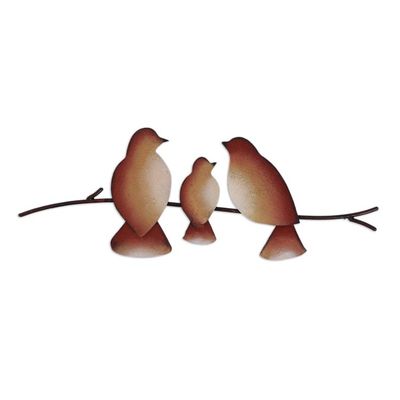 Alternate image for Steel Wall Sculpture of Three Brown Birds from Mexico My Pretty Family