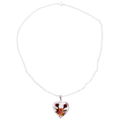 Alternate image for Heart-Shaped Natural Flower Pendant Necklace from Mexico Flowering Heart