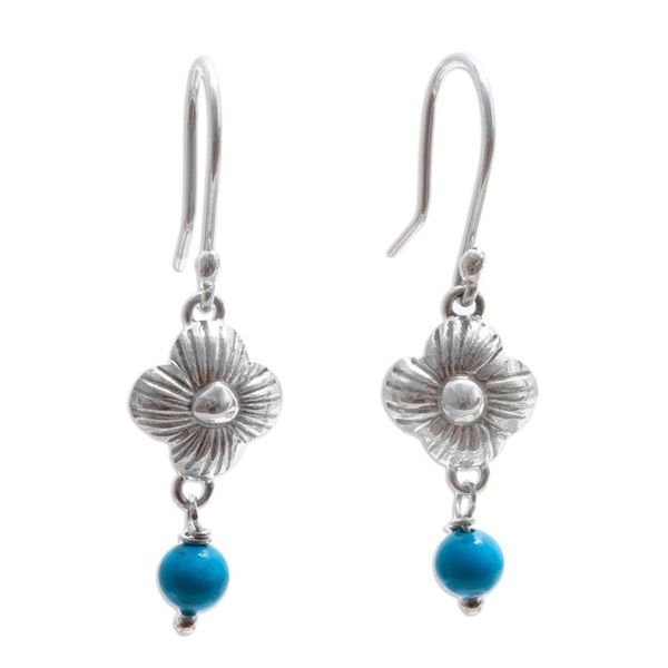 Alternate image for Sterling Silver and Turquoise Bead Earrings From Taxco Taxco Violets