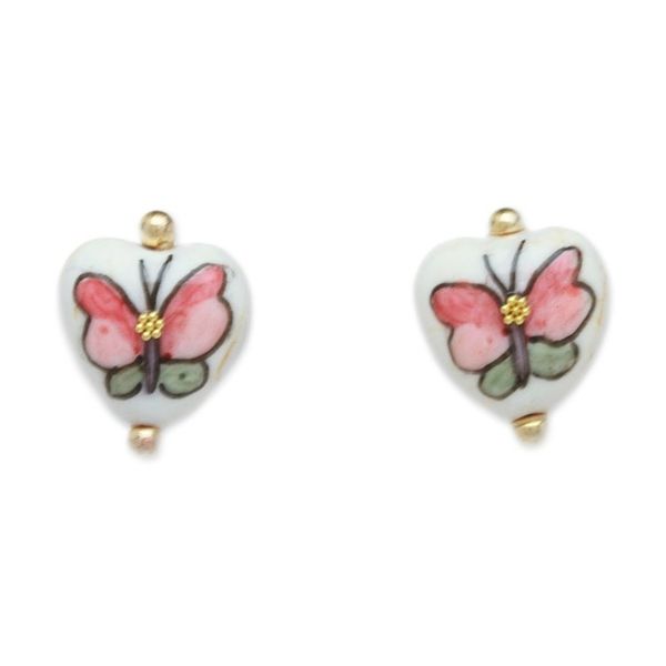 Alternate image for Gold-Accented Heart-Shaped Butterfly Howlite Stud Earrings Dulcet Hope