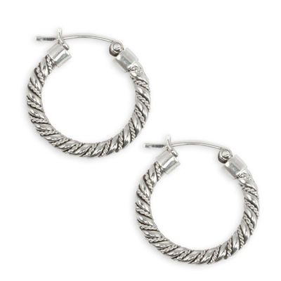 Alternate image for Hoop Earrings Handcrafted of Sterling Silver in Taxco Twist and Shine