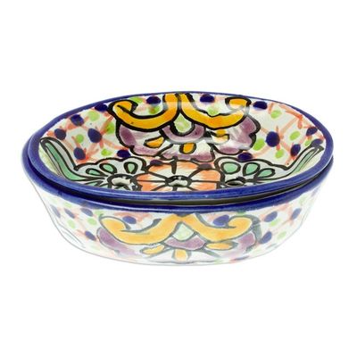 Alternate image for Talavera-Style Ceramic Soap Dish from Mexico Hidalgo Bouquet