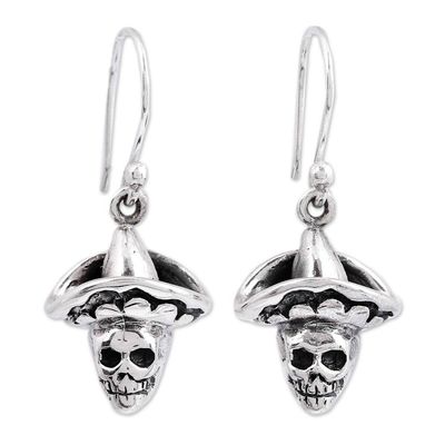 Alternate image for Sterling Silver Day of the Dead Dangle Earrings from Mexico Horseman Catrin