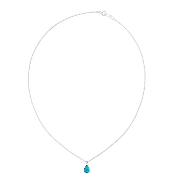 Alternate image for Taxco Sterling Silver Natural Turquoise Teardrop Necklace Heavens Tears