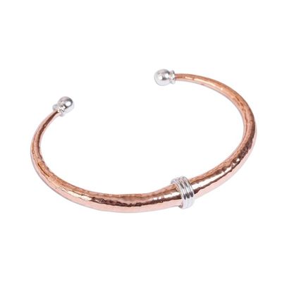 Alternate image for Taxco Sterling Silver and Copper Cuff Bracelet from Mexico Gleaming Destiny