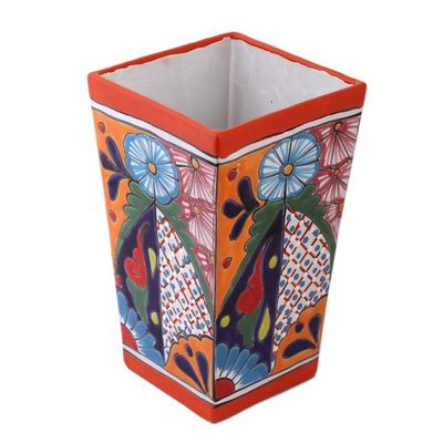 Alternate image for Hand-Painted Talavera Ceramic Vase Crafted in Mexico Talavera Symmetry