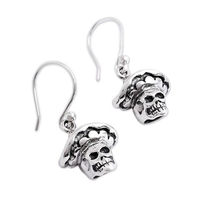 Alternate image for Sterling Silver Day of the Dead Dangle Earrings from Mexico Horseman Catrin