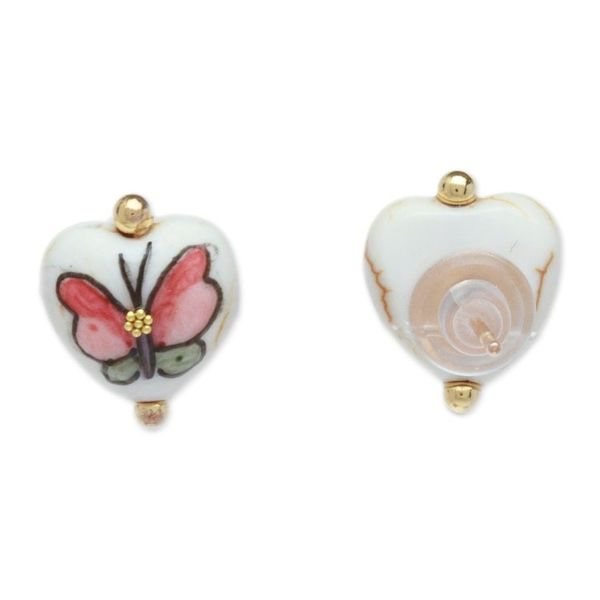 Alternate image for Gold-Accented Heart-Shaped Butterfly Howlite Stud Earrings Dulcet Hope