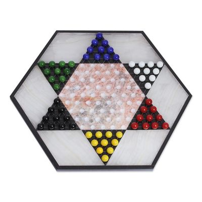 Alternate image for Hand Crafted Marble Chinese Checker Game Set Colorful Contrast