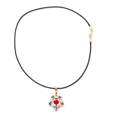 Alternate image for 14k Gold-Accented Pendant Necklace with Howlite Flower Harmonious Gathering