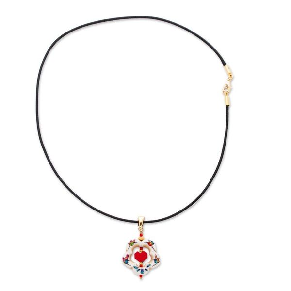 Alternate image for 14k Gold-Accented Pendant Necklace with Howlite Flower Harmonious Gathering