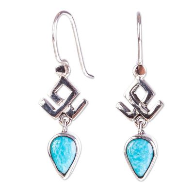 Alternate image for Handmade Turquoise Dangle Earrings Taxco Glyph