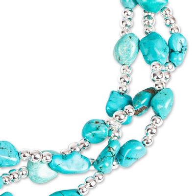 Alternate image for Turquoise Allure Sterling Silver Choker Necklace Three Paths