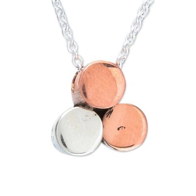 Alternate image for Artisan Crafted Necklace with Copper and Sterling Silver Three Points