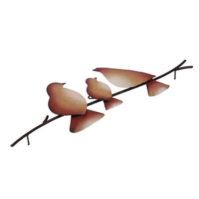 Alternate image for Steel Wall Sculpture of Three Brown Birds from Mexico My Pretty Family