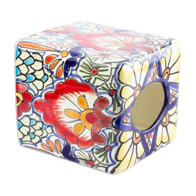 Alternate image for Talavera-Style Ceramic Tissue Box Cover Talavera Flowers