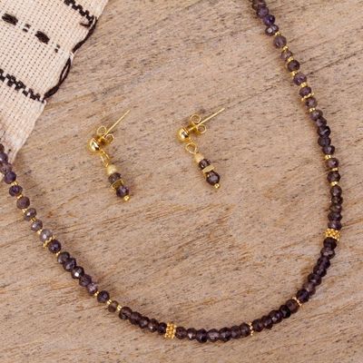 Alternate image for Gold Plated Iolite and Lapis Lazuli Jewelry Set from Mexico Natural Night