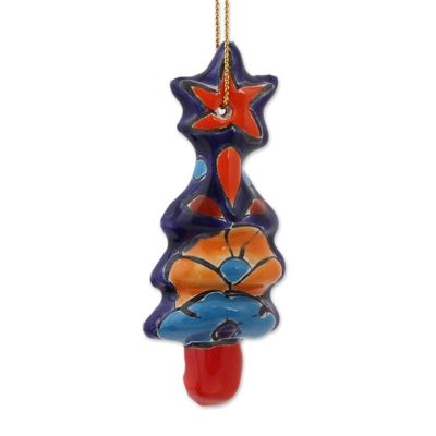 Alternate image for Christmas Tree Talavera Ceramic Ornaments Set of 4 Talavera Christmas Trees