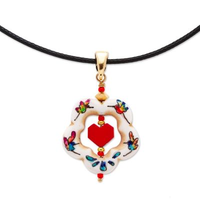 Alternate image for 14k Gold-Accented Pendant Necklace with Howlite Flower Harmonious Gathering